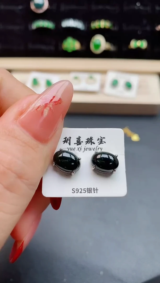 【闪购商品】翡翠耳饰银S925镶嵌50800