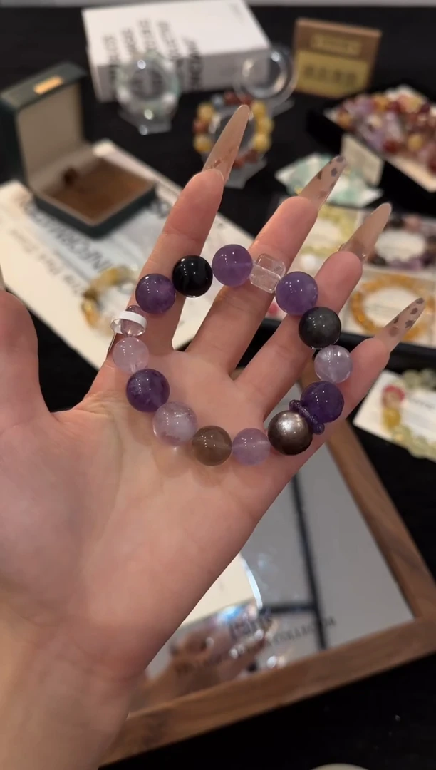 未镶嵌手链水晶紫水晶多宝x3074