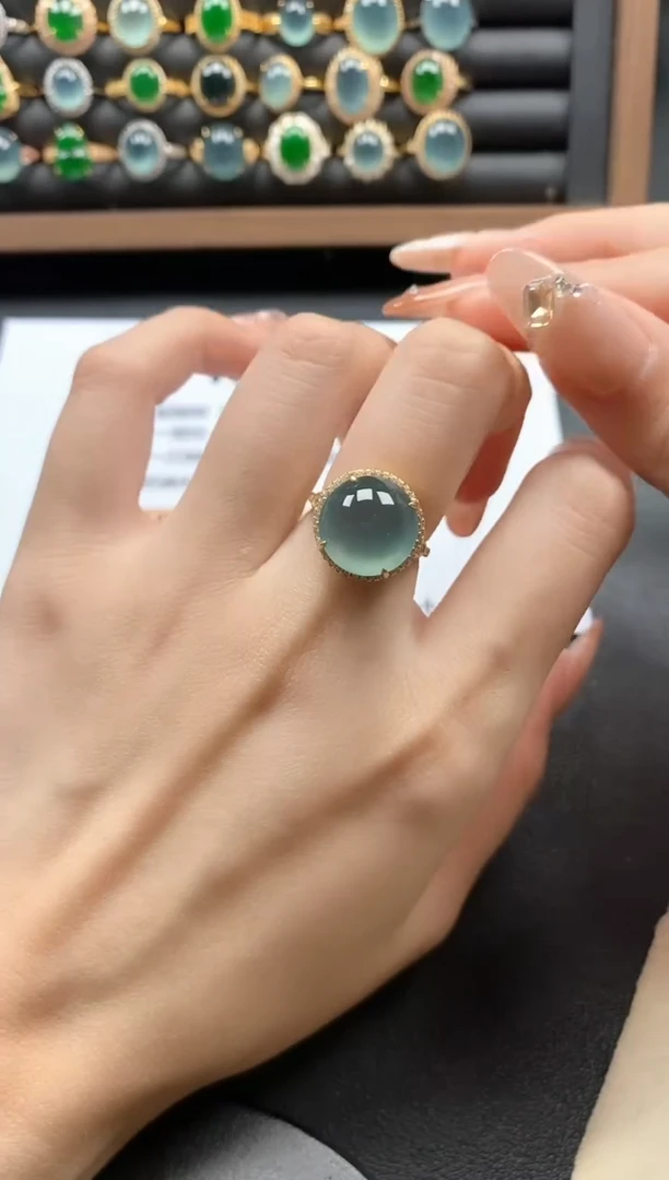 银S925镶嵌戒指翡翠51511