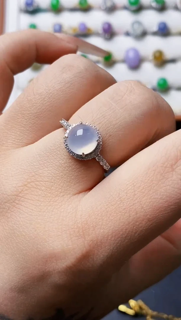 银S925镶嵌戒指翡翠0232