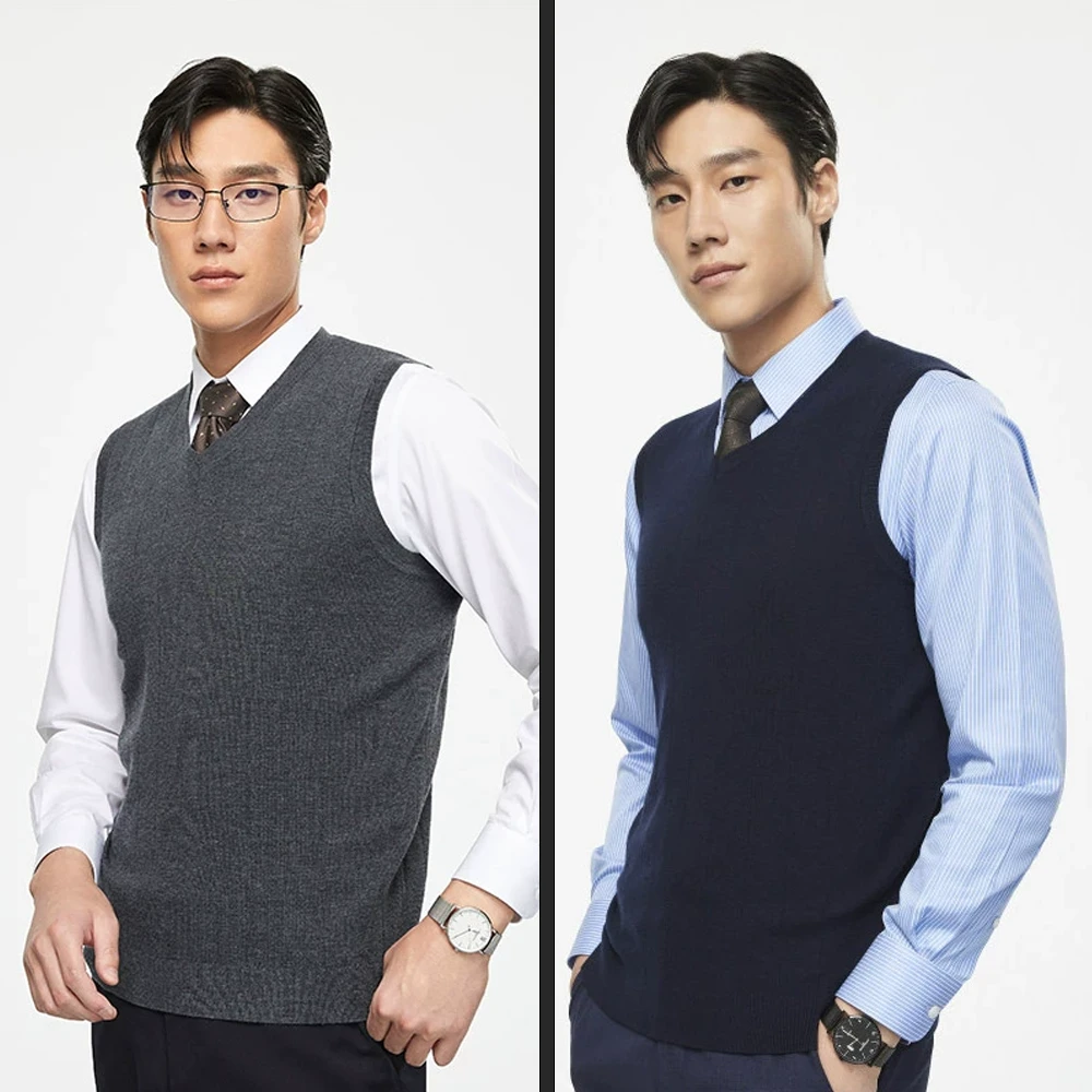 【可机洗】雅戈尔秋冬季新品男士V领毛衫背心商务保暖打底羊毛衫