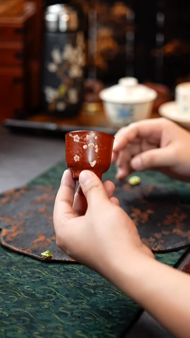 茶杯紫砂朱泥小精品雪景