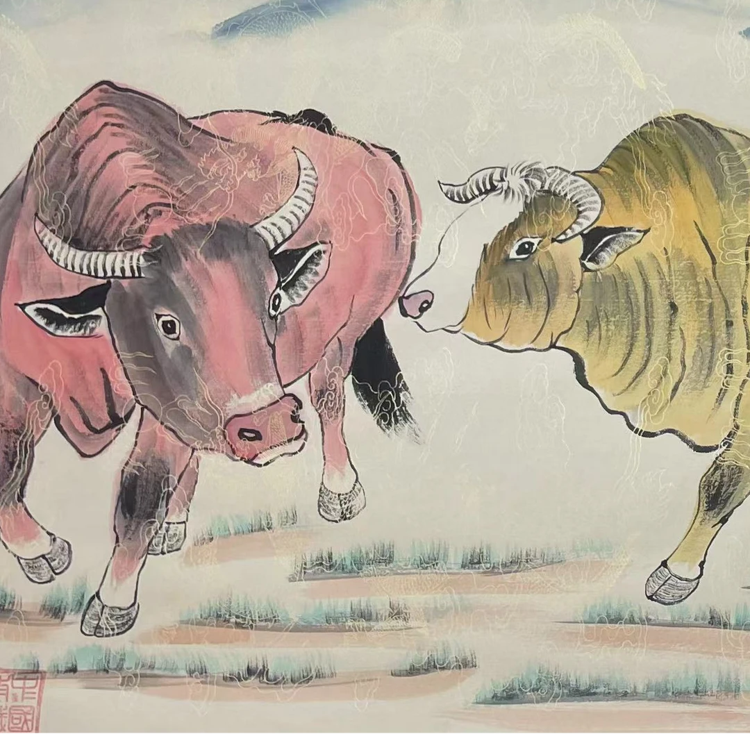 李彦霞作品 五牛图 六尺