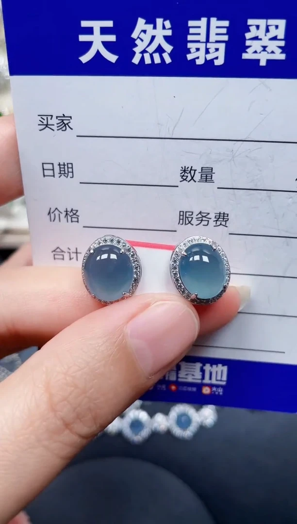 银S925镶嵌翡翠耳饰248