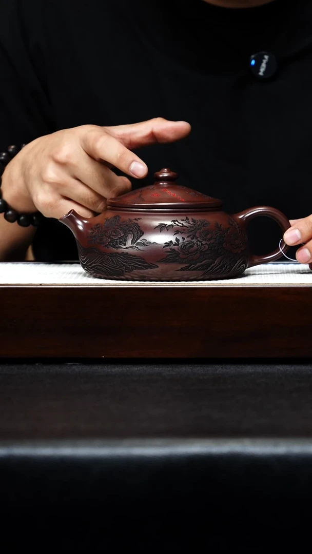 茶壶紫砂宜兴紫砂 寒江 石红 李玉瑶h458