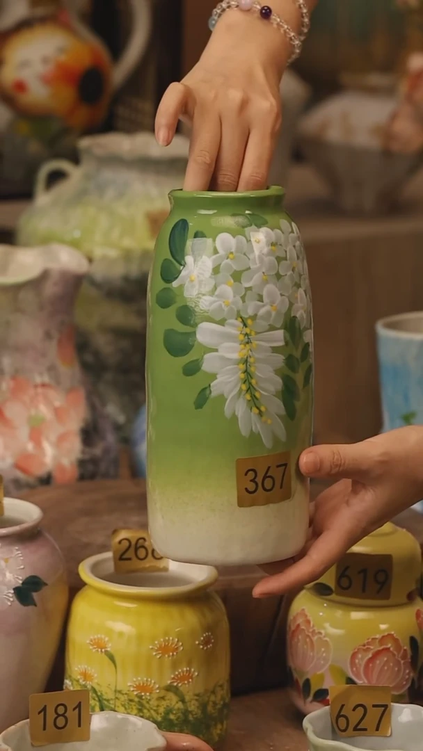陶瓷367景德镇设计师手作花器摆件侘寂风