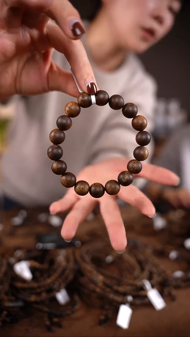 沉香手串杰【超95沉】12mm棋楠沉香圆珠单圈手串