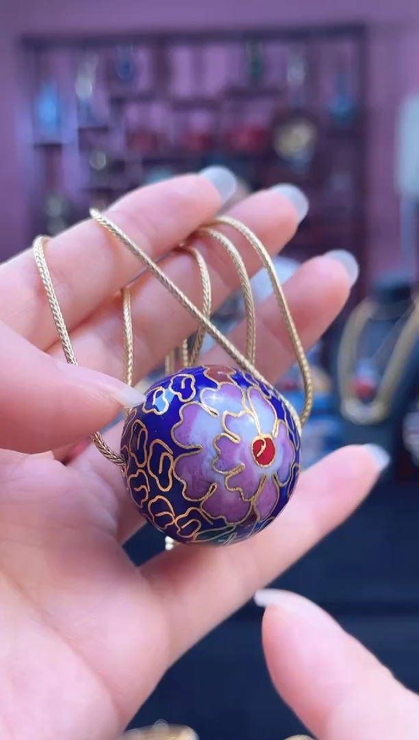 非遗 景泰蓝3.0单珠+蛇骨链 宝蓝