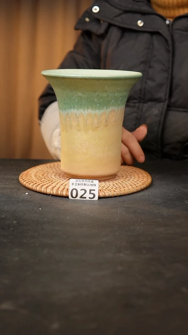 【闪购商品】瓷片025泥泥手工花盆口13高15