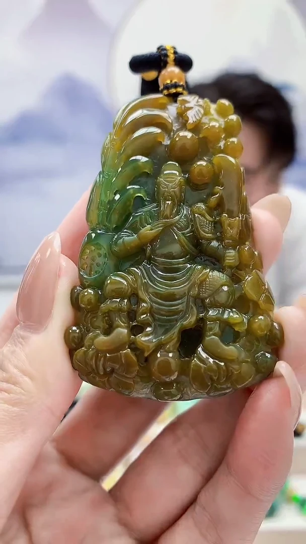 未镶嵌定制翡翠5060MM-毛货挂件93