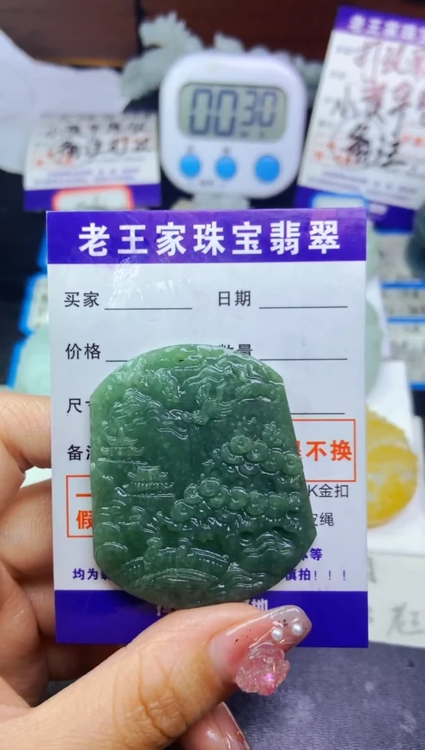 翡翠未镶嵌颈饰山水