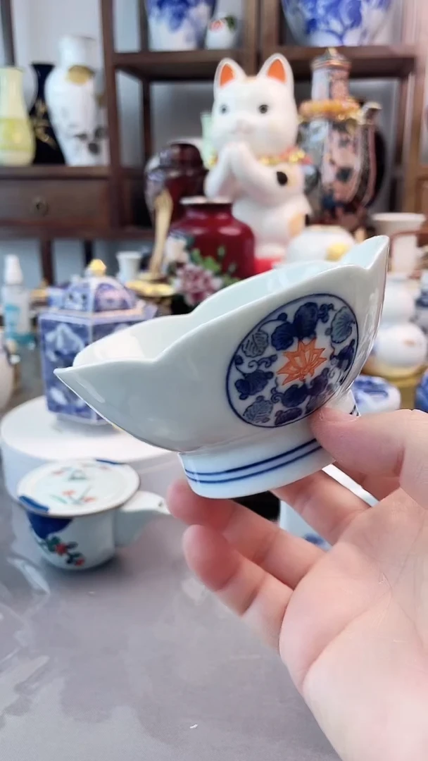 盘田万青花高足碗