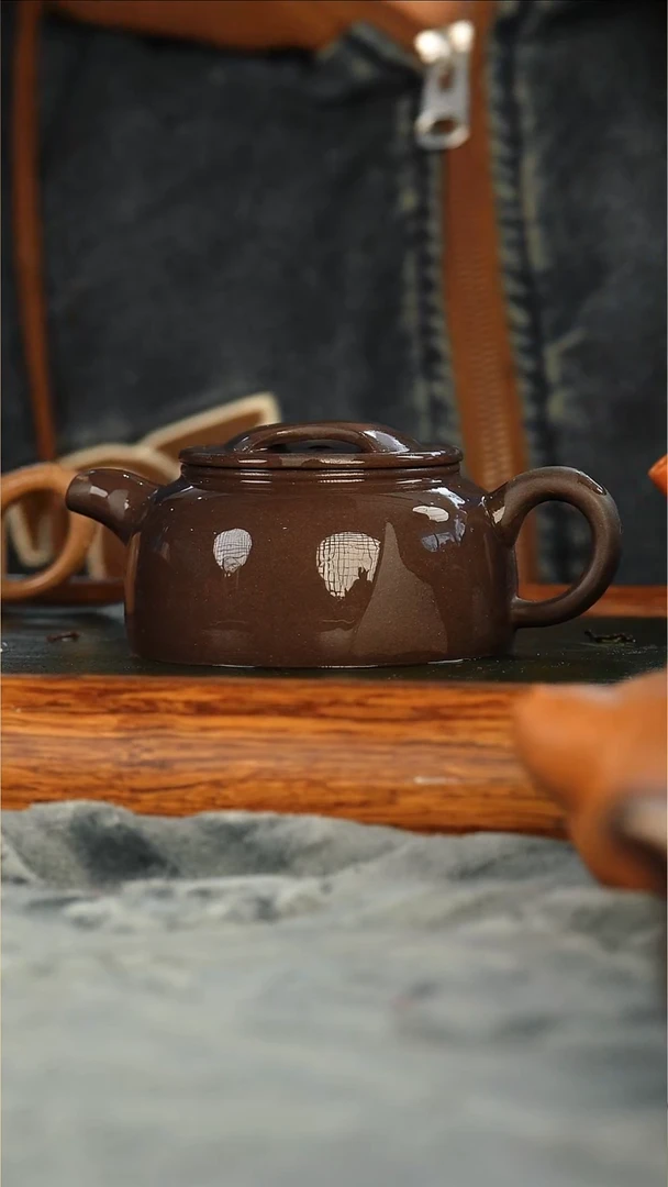 茶壶紫砂老紫泥牛盖