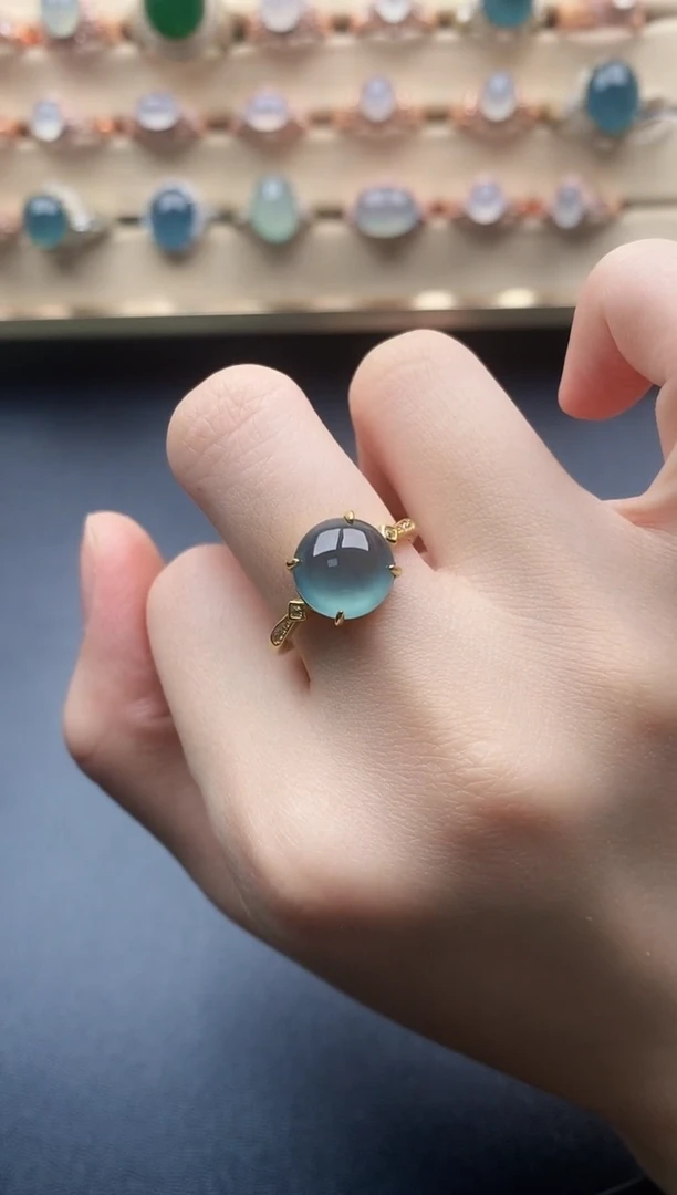 翡翠戒指银S925镶嵌一物一证一礼盒