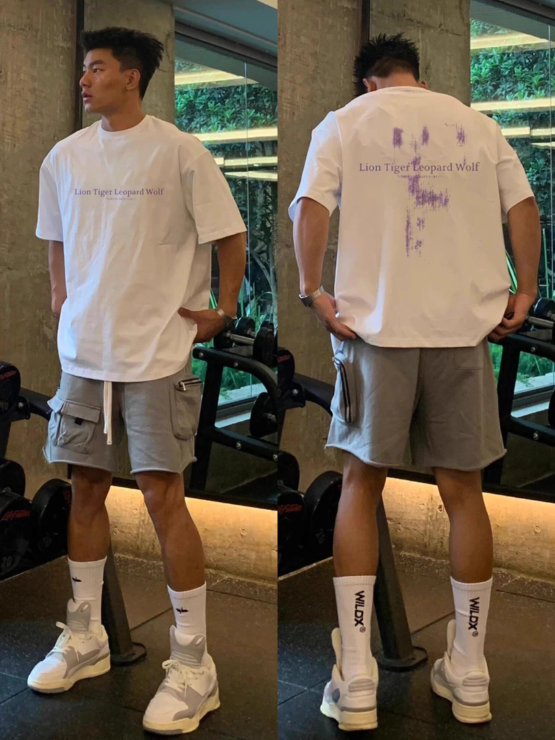 【重磅纯棉】美式cleanfit渐变印花短袖T恤百搭休闲宽松潮流夏季ins