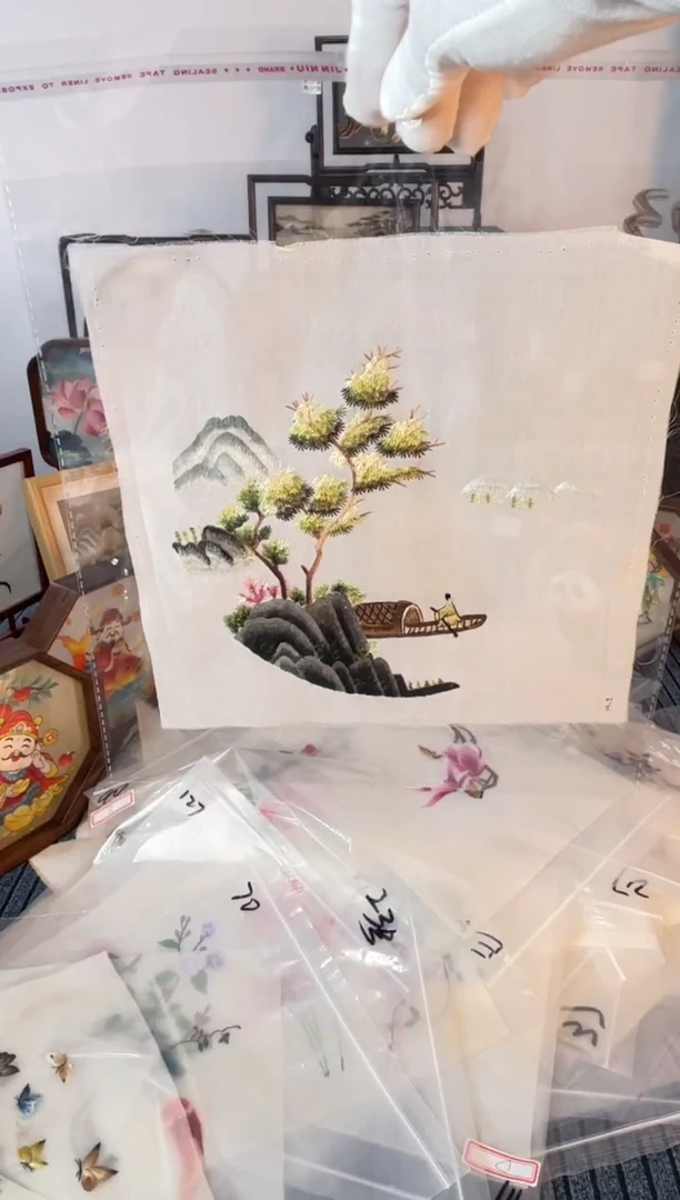 织绣纯手工苏绣双面绣绣布203