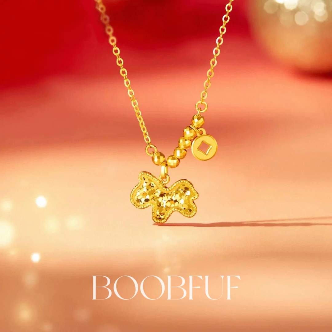 铜合金吊坠 马上有钱项链碎碎冰生肖马吊坠链简约大气锁骨链