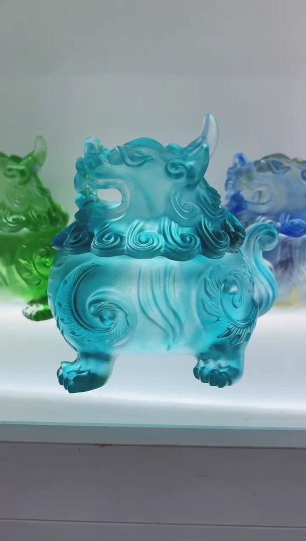 手工艺品琉璃古法琉璃大号狻猊香炉