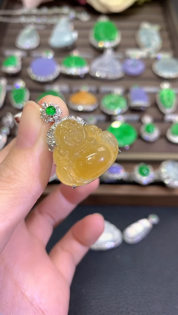 吊坠(不含链)18K金镶嵌翡翠秋日珠宝W61
