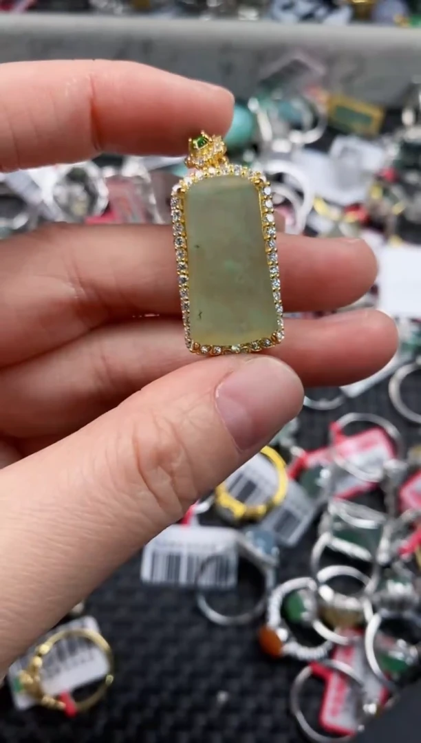 银S925镶嵌戒指翡翠12            1