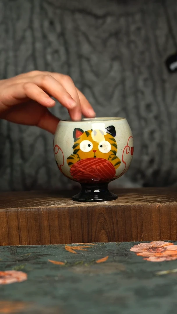 杯釉下彩手工手绘同款陶器