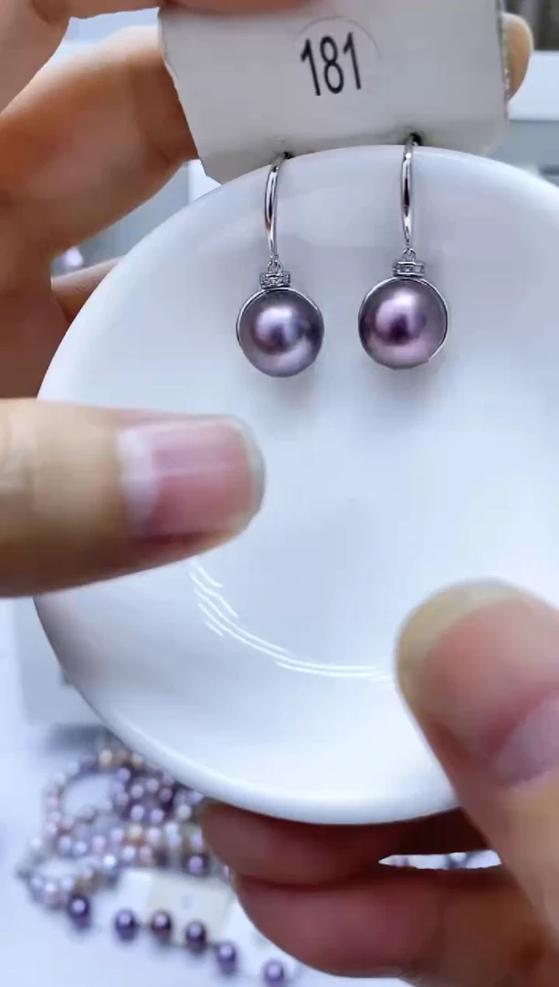 银S925镶嵌淡水珍珠耳饰181