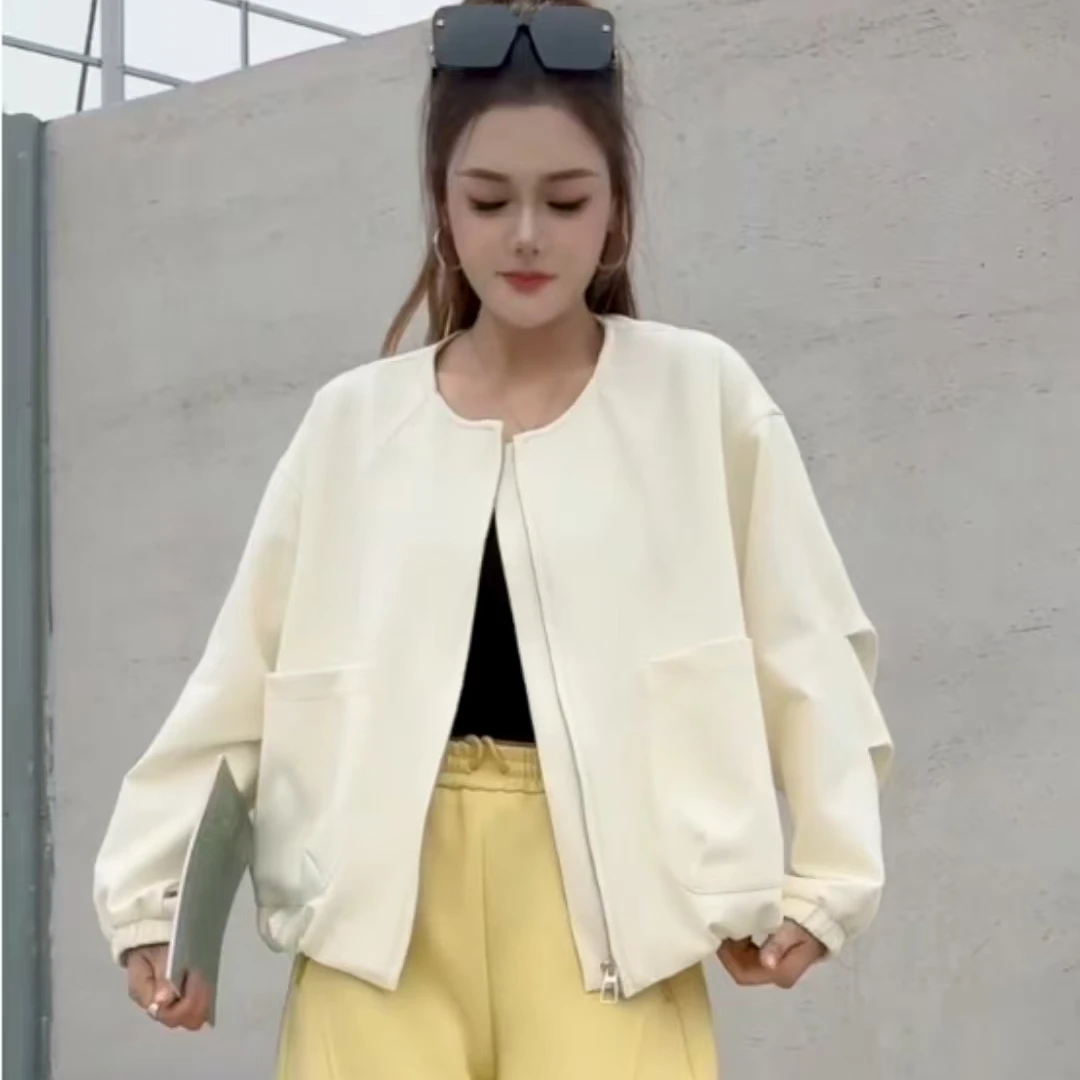 0723-08 纯色上衣休闲秋季潮流长袖气质短外套  YLS 2577