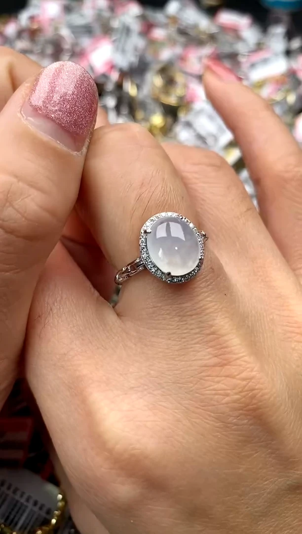 【闪购商品】翡翠戒指银S925镶嵌66666  5