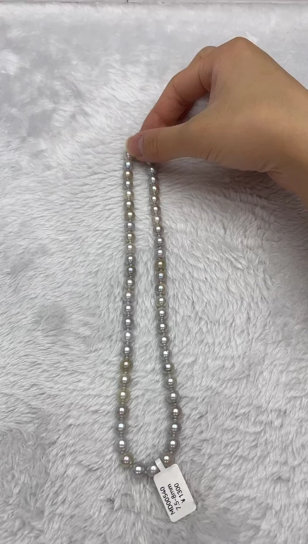 项链银S925镶嵌海水珍珠AK真多麻7.5-8mm