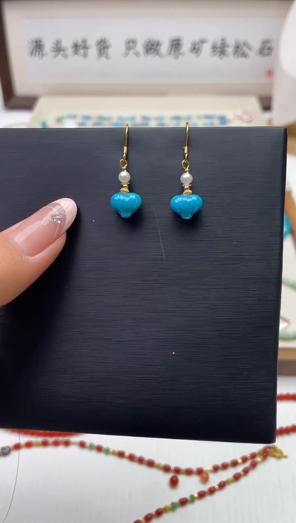 银S925镶嵌绿松石耳钉25