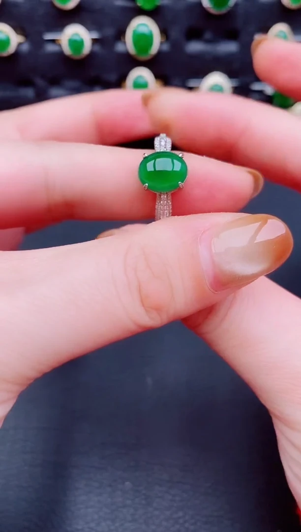 【闪购商品】翡翠戒指银S925镶嵌天然a货翡翠108