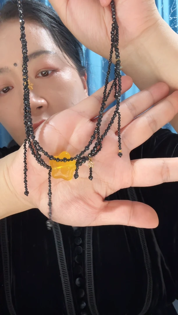 未镶嵌项链琥珀琥珀星星项链