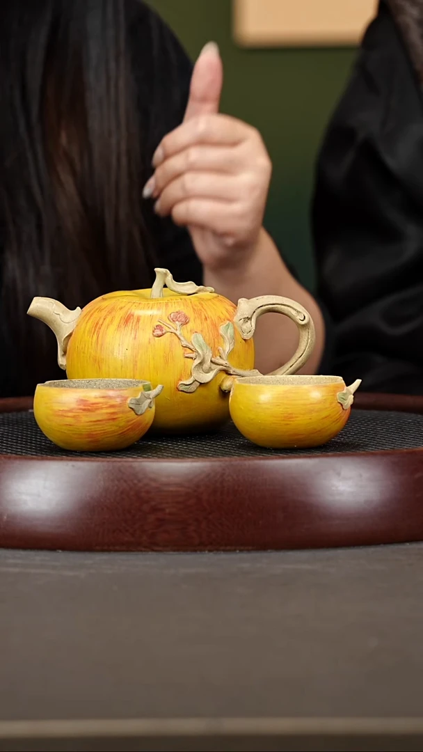 茶壶紫砂37GJF平安果套组 老段泥400cc