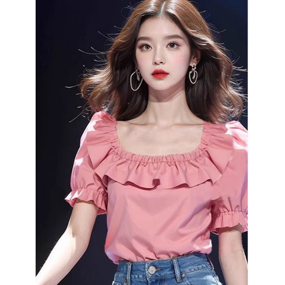 拉夏贝尔短袖衬衫女款爆款2025网红洋气女炸街纯欲慵懒风衣服女装