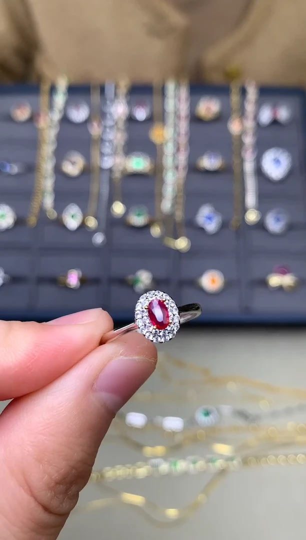 银S925镶嵌戒指红宝石戒指