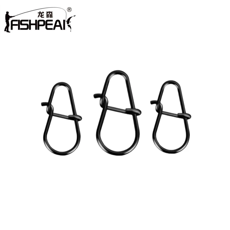 龙森20枚碳黑葫芦型加强别针路亚单扣连接器微物八字环转快速别扣