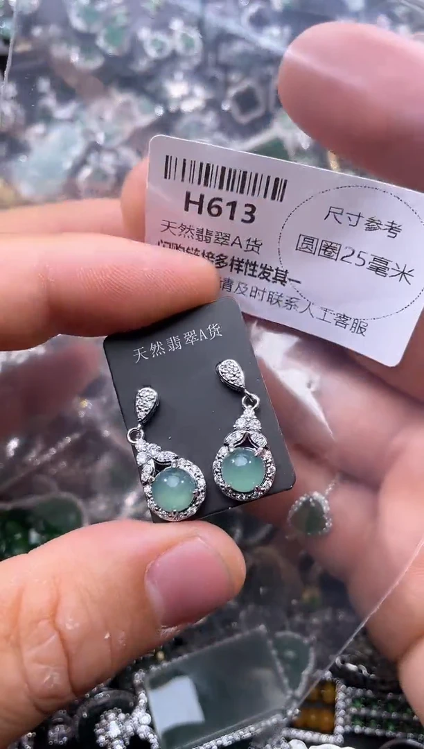 【闪购商品】翡翠颈饰未镶嵌H613耳钉