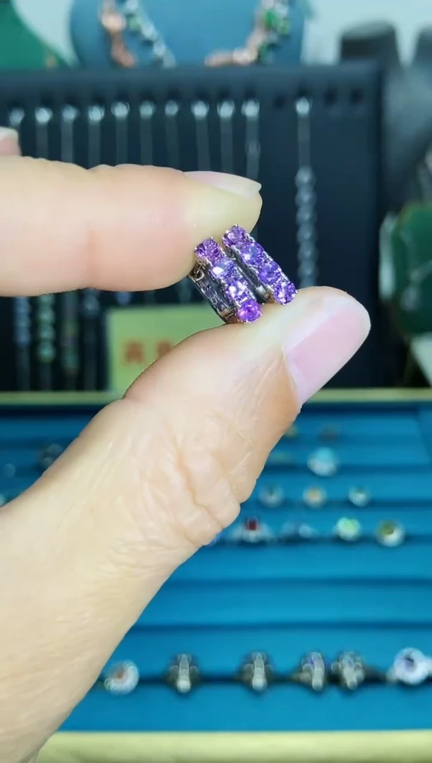 【闪购商品】紫晶耳饰银S925镶嵌1121