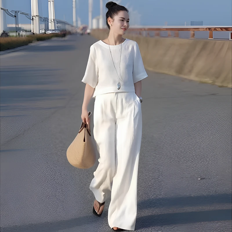 小个子夏季高级感纯色亚麻套装女宽松1617秋冬小香风套装长裙