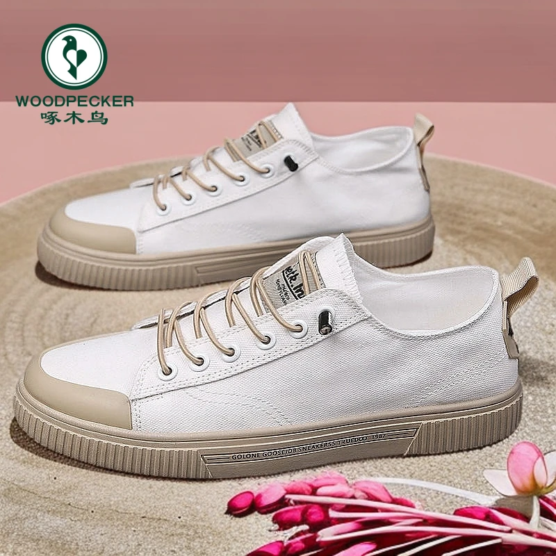 【正品】啄木鸟低帮帆布鞋透气除臭男鞋潮鞋新款鞋子百搭潮流男板鞋