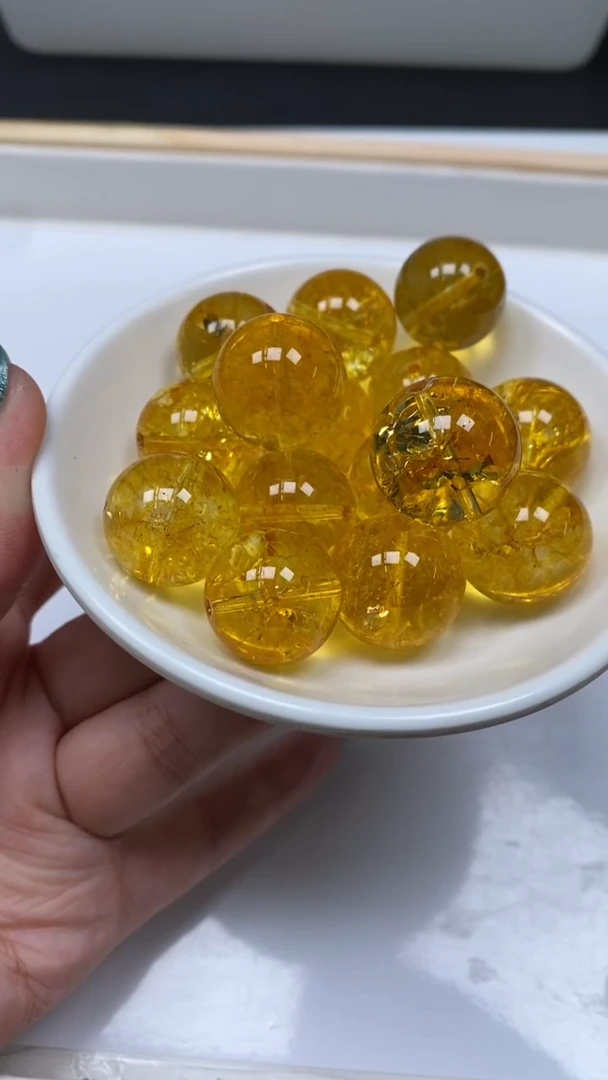 未镶嵌珠宝半成品水晶D542 黄水晶18mm1个15元