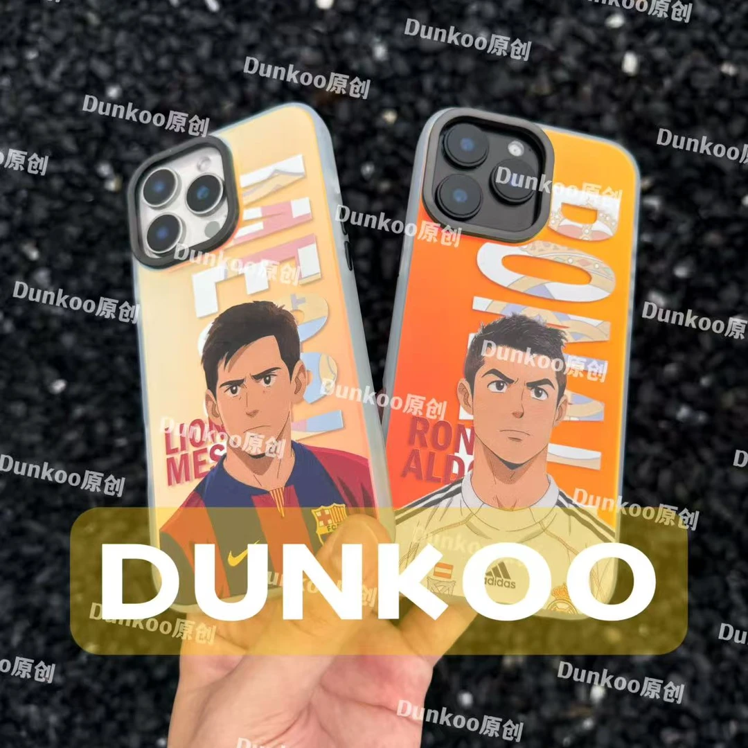 Dunkoo卡通足球星手机壳R1防摔光变适用苹果17华为mateOPPOfindx8