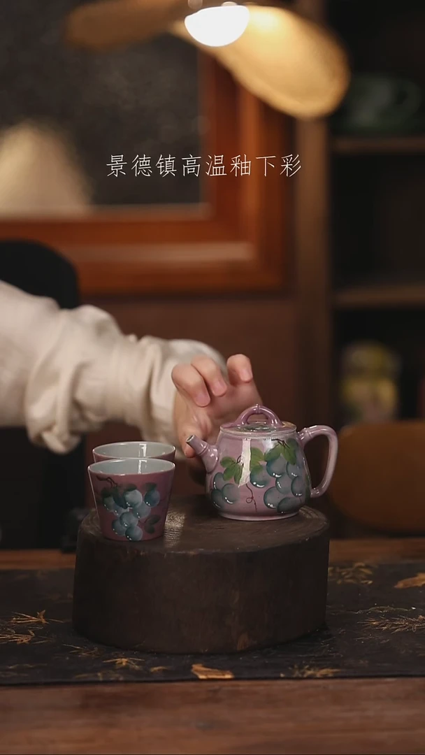陶瓷景德镇高温釉下手绘陶瓷@L513@