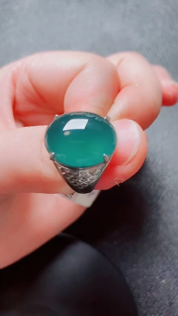 银S925镶嵌戒指翡翠翡翠