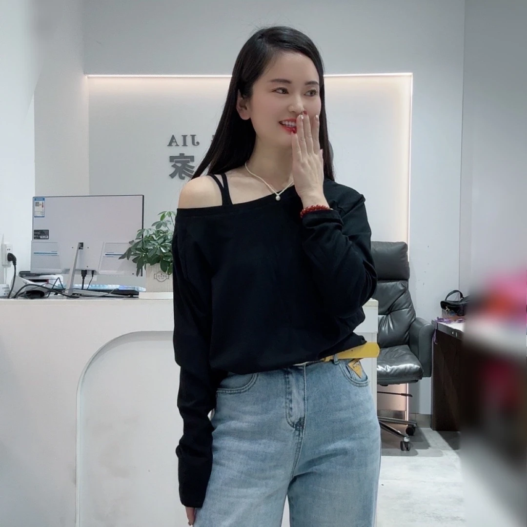 【程程家】一字肩好看T恤上衣