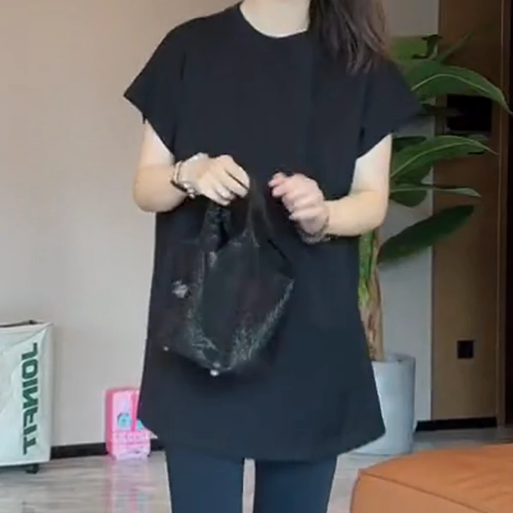 韩系千金风宽松圆领小飞袖斗篷简约T恤女夏短袖上衣