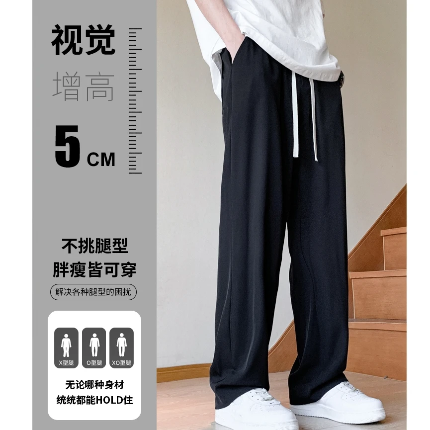 【冰丝直筒休闲裤】仓石一树2025新款夏季薄款男款宽松阔腿运动裤潮