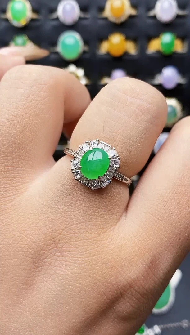 银S925镶嵌戒指翡翠1015