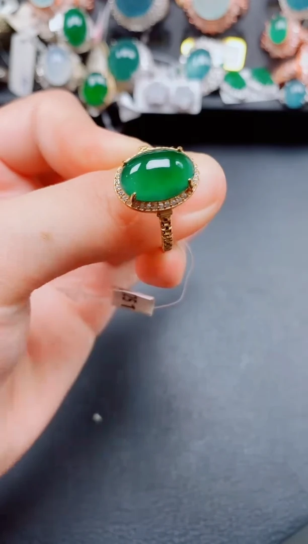 银S925镶嵌戒指翡翠翡翠