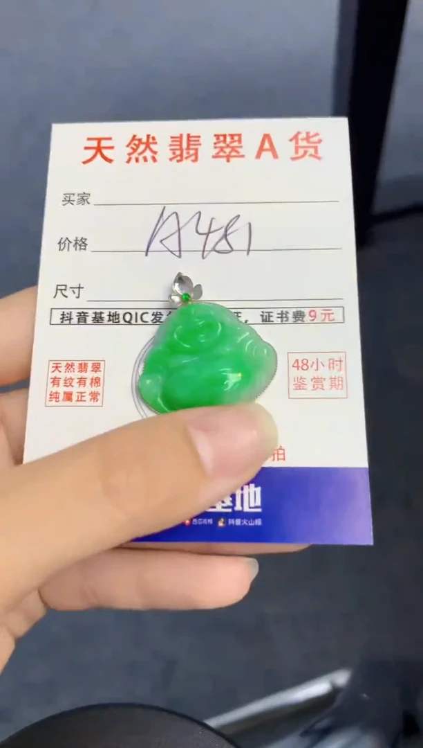 颈饰18K金镶嵌翡翠天然缅甸A货翡翠百元以上9元证书费自理